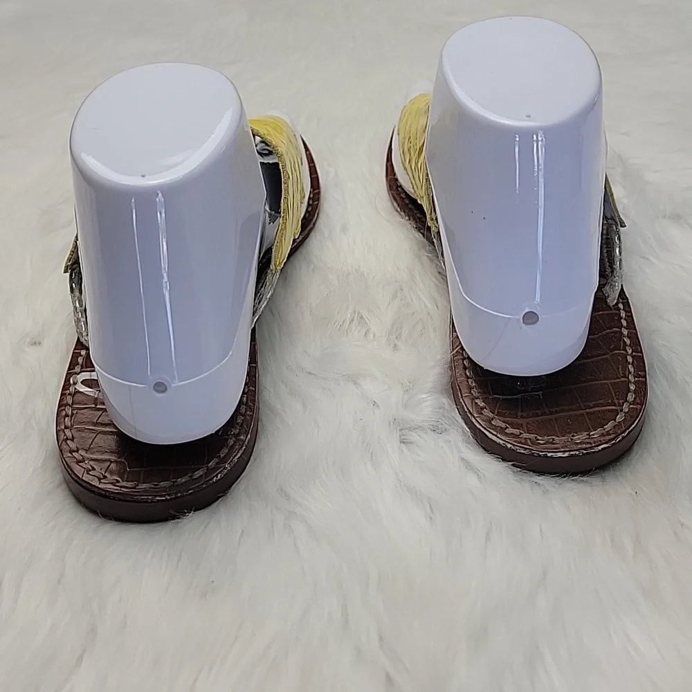 SAM EDELMAN Georgette Rare Yellow Patent Wing Shaped Roman Vibe Thong Sandals‎ 8